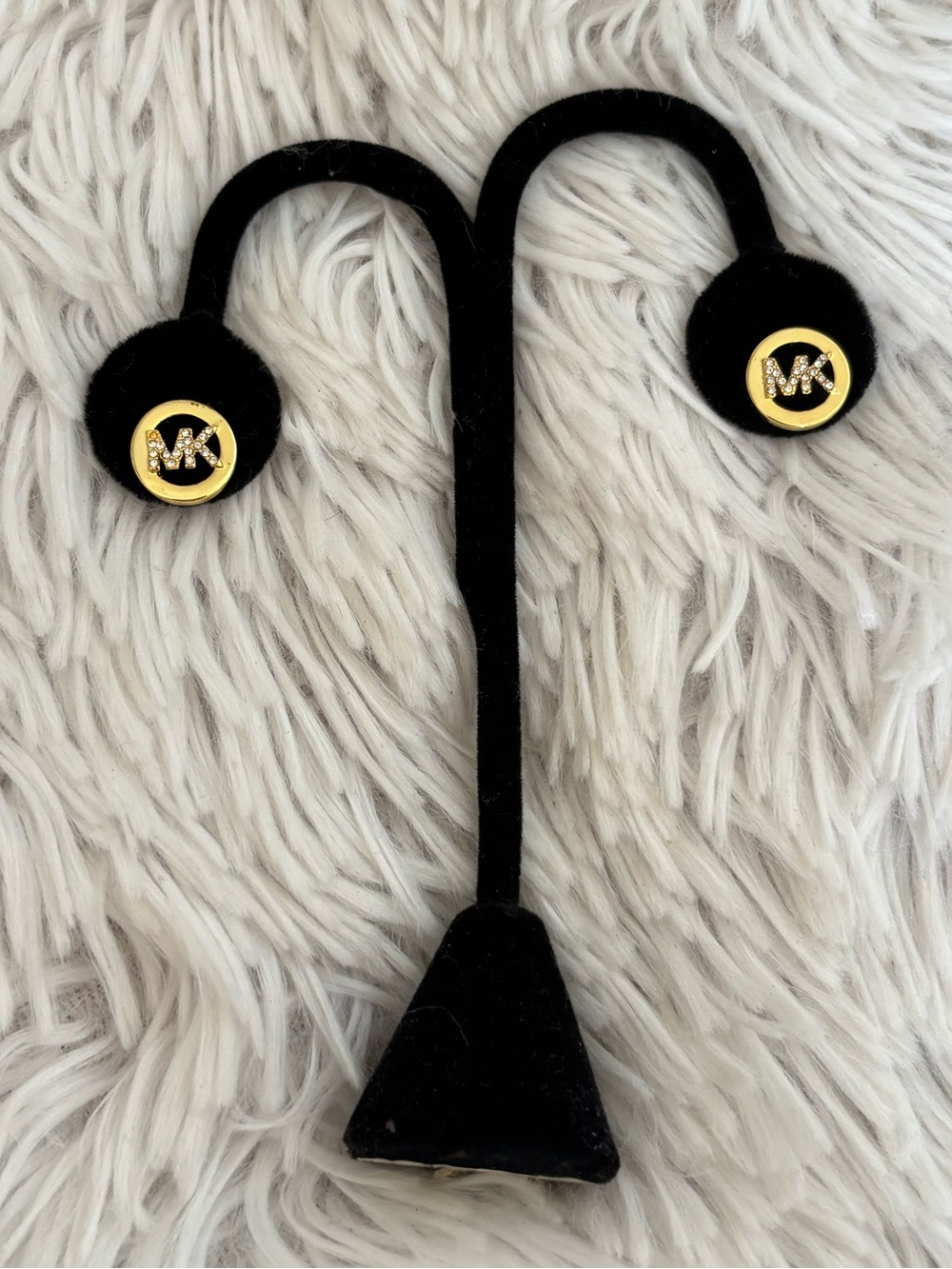 Michael Kors Gold Logo Crystal Accent Stud Earrings
